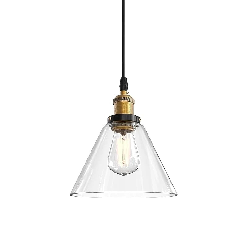 ZEKOO ペンダントライト ガラス 吊り下げ照明器具 引っ掛シーリング 天井照明 E26 LED 北欧 オシャレ レトロ アンティーク インテリアライト 和風 リビング ダイニング 玄関 三角型 コ