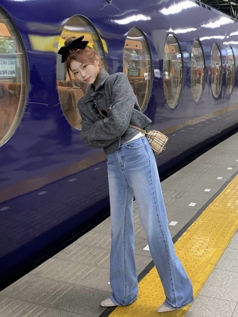 [カレンダー演出/ロング脚] ハイワイドロングデニムパンツ