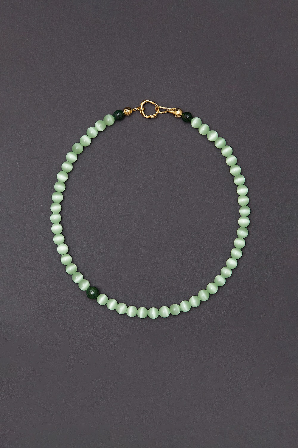 [HAZINA] 8m Green Cats Eyes Necklaceネックレス