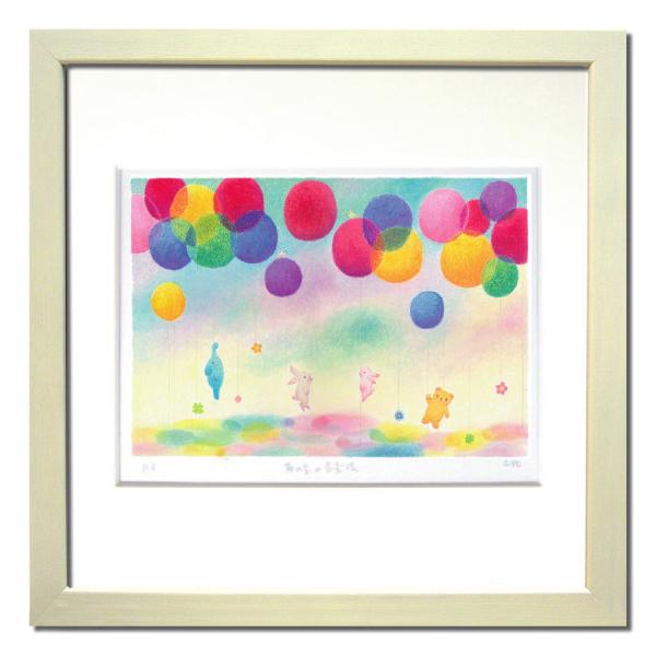 ファブリックパネル アートフレーム メルヘン 草花 かわいい 壁掛け ウォールデコレーション Ryo なないろ風船ドロップ ジグレー版画 320x320mm 5,113円