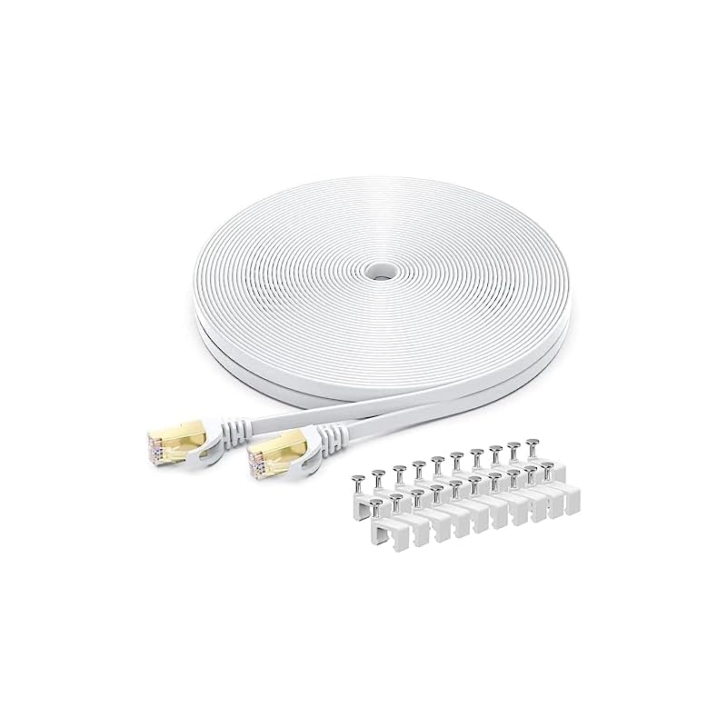 BUSOHE LANケーブル 50M Cat 8 フラットケーブル 40Gbps 2000MHz RJ45 コネクタ付き ギガビット 高速 イーサネットケーブル 金メッキ 爪折れ防止 カテゴリー8 家