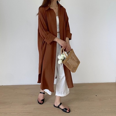 シャツワンピース ロングシャツ 長袖シャツ ロング丈 前開き ボタン ルーズ 韓国 レディース かわいい 可愛い キュート 大人可愛い 大人女子 シンプル きれいめ カジュアル