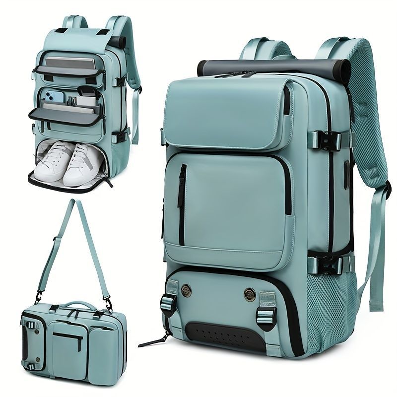 バックパック 防水 16インチ ビジネス ラップトップバックパック シューズバッグ付き トラベルラックサック リュック リュックサック アウトドア ハイキング キャンプ ピクニック グランピング ブラ