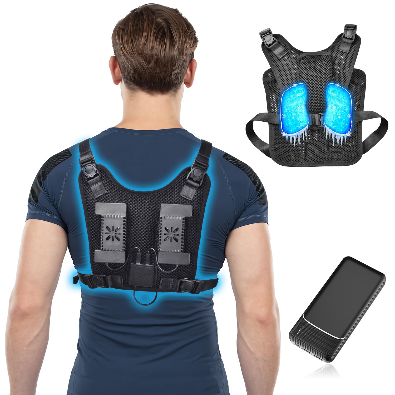 [KLIFE] ペルチェ ベスト【2025業界独創&2つ冷却ブレート搭載&10000mAh大容量バッテリー付き】 冷却ベスト ペルチェ素子 バッテリーセットUSB給電式 空調冷却服 強弱モード 瞬間冷