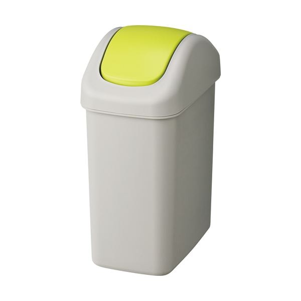 (まとめ) TANOSEE エコダストボックス スイング S 6.5L グレー／グリーン 1個 (×10セット)