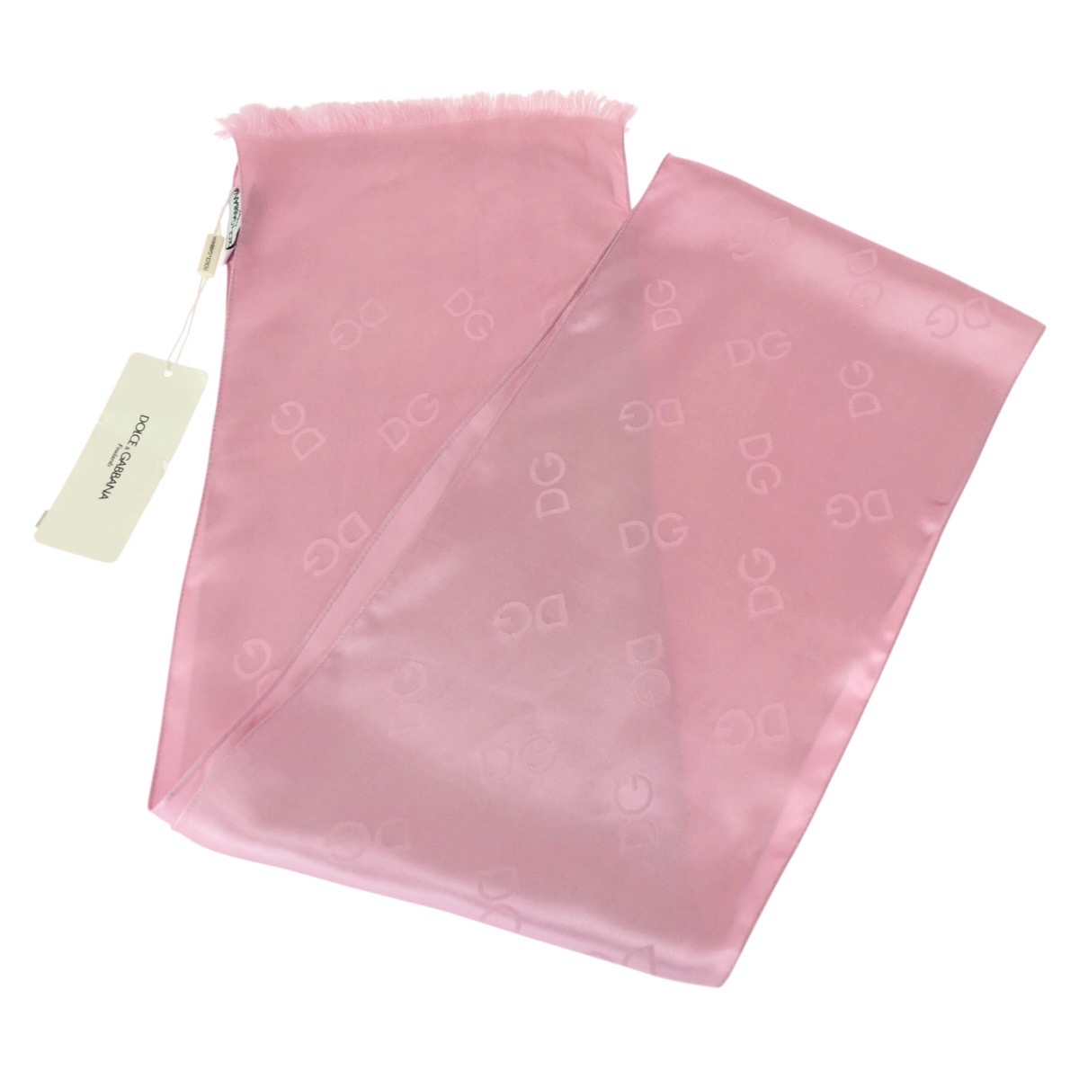 美品 ピンク シルク スカーフ レディース 601750