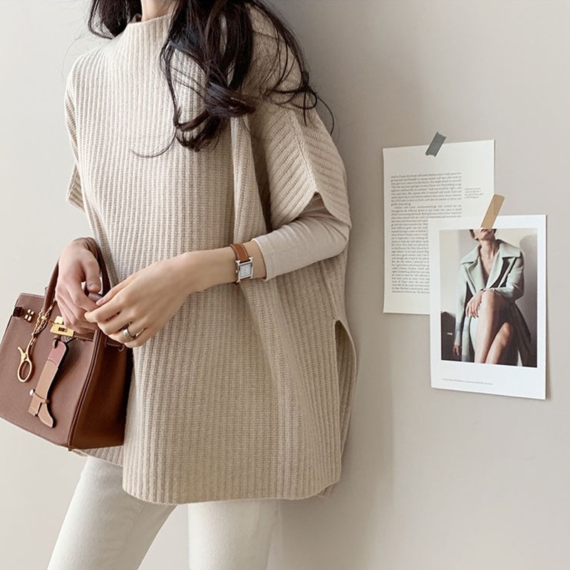 トップス ニットソー セーター 袖あり レディース 個性的 大人 可愛い きれいめ シンプル カジュアル 上品 おしゃれ 主役級 存在感 春 秋 冬 10代 20代 30代 OL かっこいい 公園