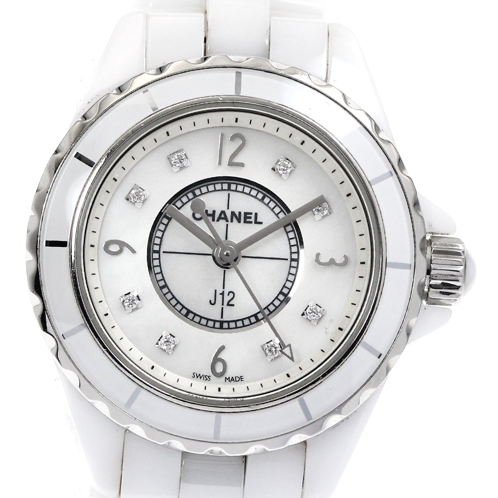シャネル CHANEL H2570 J12 ホワイトセラミック 8Pダイヤ クォーツ レディース 良品 _885204【中古】