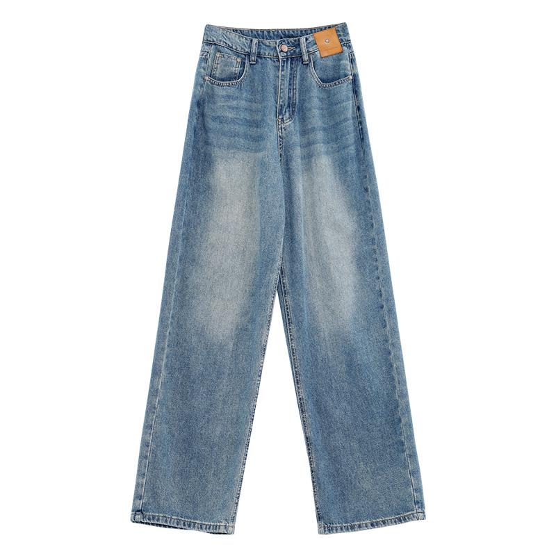 デニムパンツ レディース ボトムス ジーンズ レトロ ストレート スリム 秋 ブルー ブラック 水色 5,554円