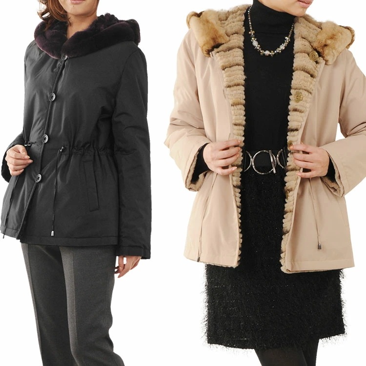 レッキス＆ミンクリバーシブルジャケットフード付き