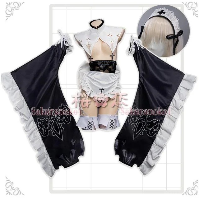ニーア オートマタ コスプレ衣装 NieR Automata 2Bチャイナドレス ヨルハ二号B型　メイド　学園祭 文化祭 コスプレ衣装 靴 ブーツ ウィッグ 道具 コスチューム cosplay パーテ