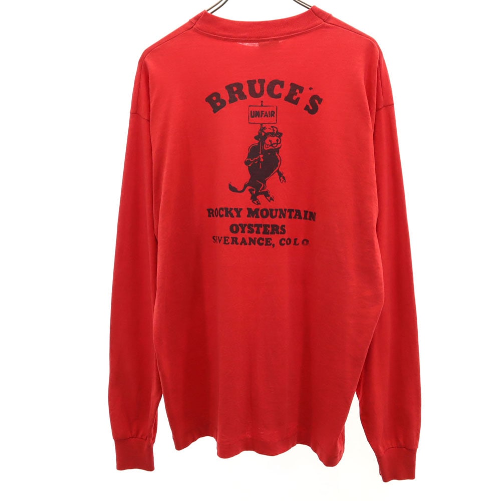 90s USA製 オールド BRUCES 長袖 Tシャツ XL レッド BEST ロンT シングルステッチ アニマル メンズ