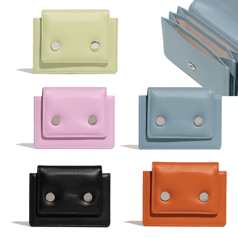 CIRCLE PADDING ACCORDION POCKET / 3つのスロットでカードと紙幣の仕切り収納可能/柔らかい牛革にフィラーを入れてパディング感のあるデザイン