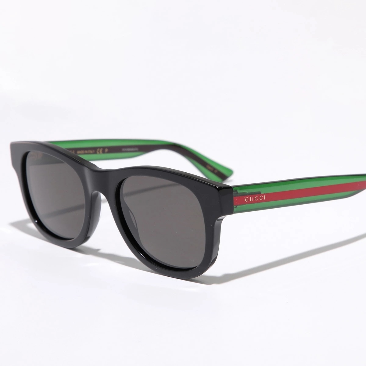 GUCCI グッチ サングラス GG0003S メンズ レディース 偏光レンズ ウェリントン型 フルリム セルフレーム ロゴ アイウェア 006/BLACK-GREEN-GREY