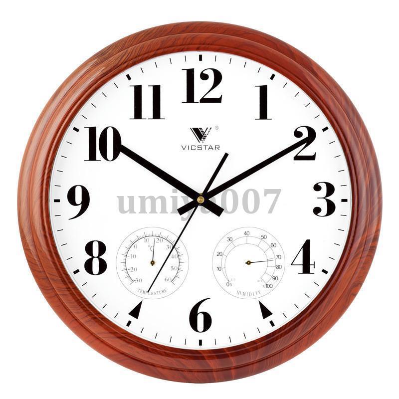 [Sahayo]壁掛け時計 掛け時計 静音 おしゃれ 多機能 温度 湿度計 木目調 静音 時計 大きい 石英時計 北欧 連続秒針 非電波 直径38CM