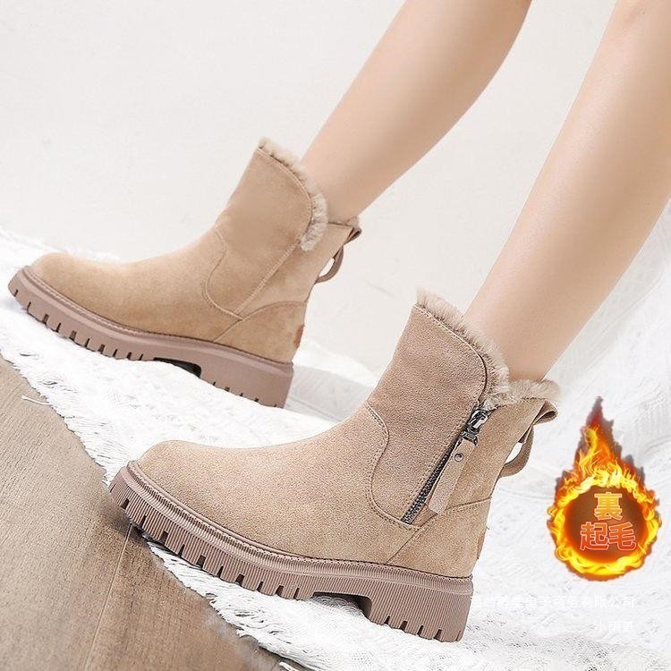 スノーシューズレディースブーツブーツ裏起毛厚底ブーツ防寒シューズ防寒滑らない保暖抗菌防臭暖かい雪靴可愛い