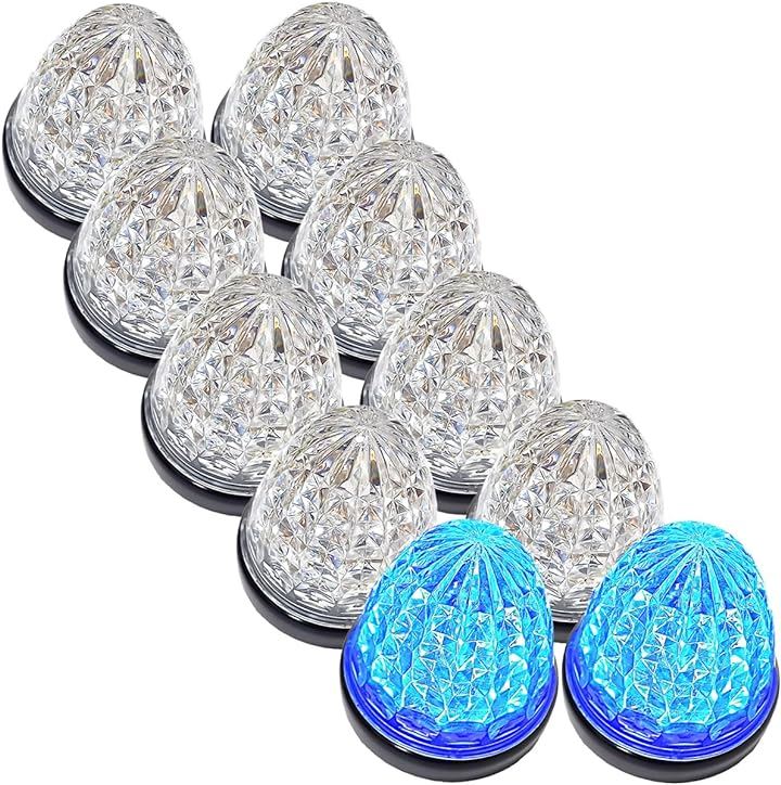 カスタマイズ 24V トラック用 LED マーカーランプ サイド クリスタルカット仕様 16LED 汎用 シーリングタイプ防水 各色 (クリアレンズ ブルー, 10個)パーツ