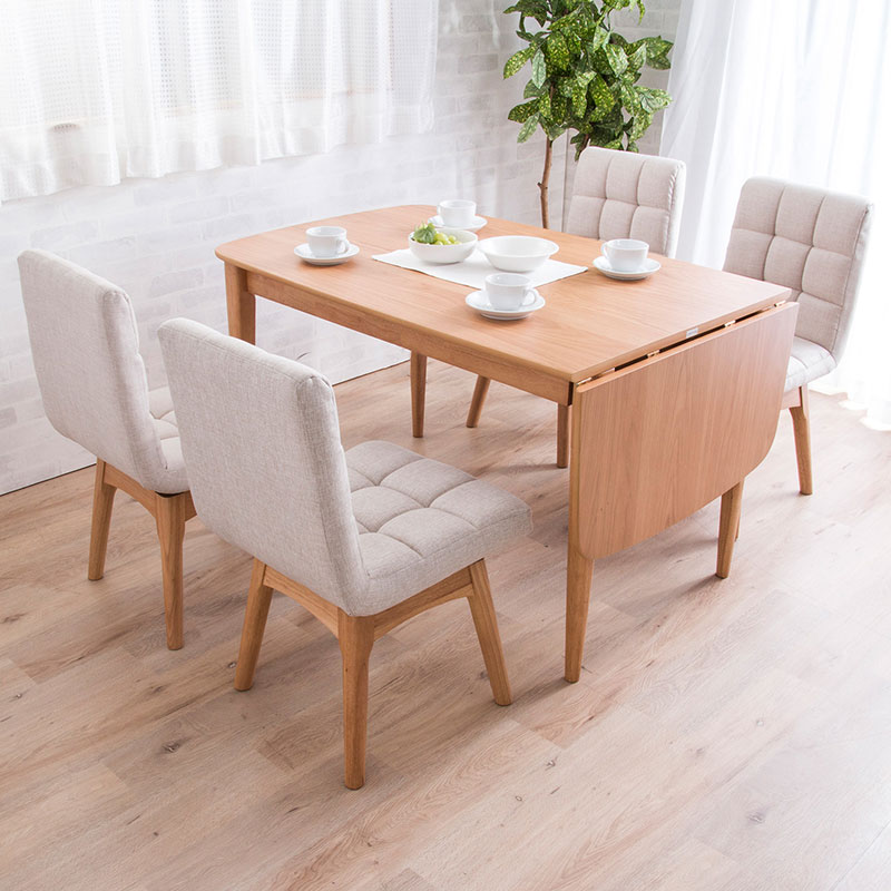 伸長式ダイニングテーブル5点セット ダイニングセット ダイニングテーブル幅120-160 回転チェア4脚 北欧風 ウォルナット オーク バタフライ 木製 伸縮 44,135円