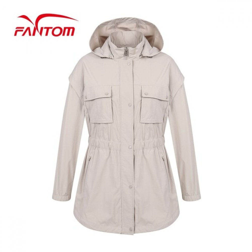 (Phantom) レディースデタッチャブルフード付きアウトポケットポイントジャンパー