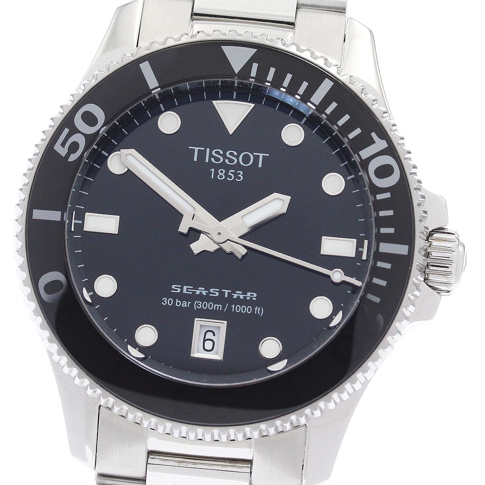 ティソ TISSOT T120.210.11.051.00 シースター1000 デイト クォーツ ボーイズ 美品 内箱・保証書付き_943265【中古】