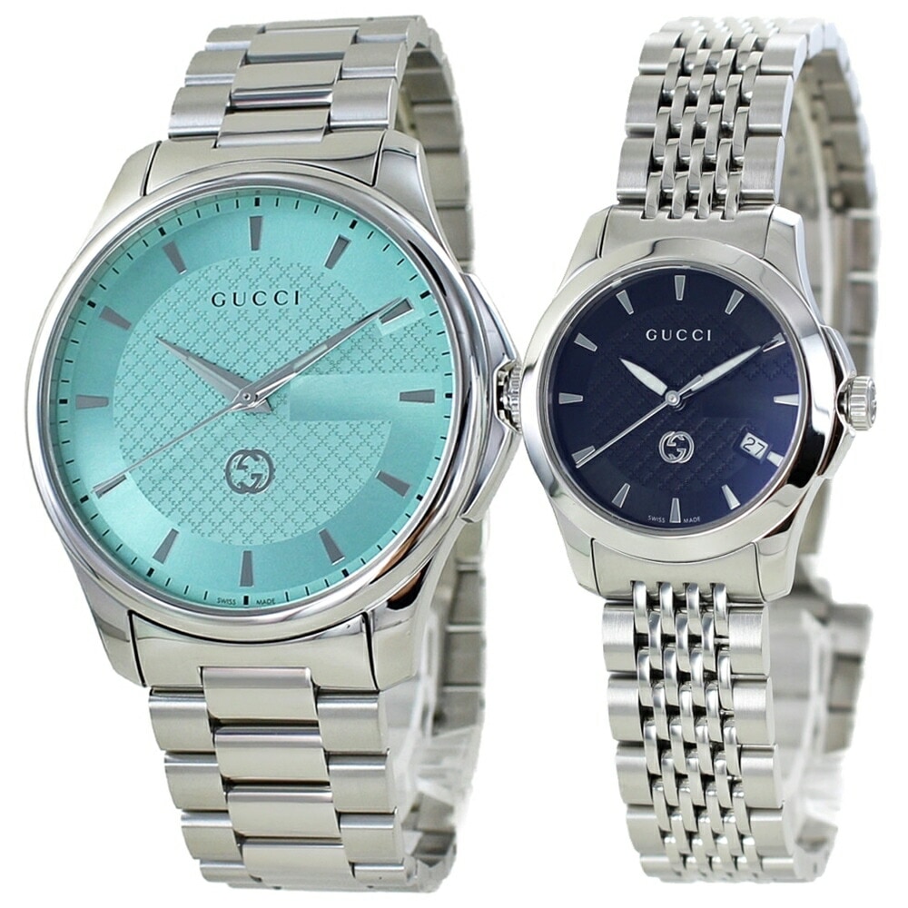 ペアウォッチ グッチ ペア 腕時計 手表 婚約 結婚 記念日 両親 プレゼント 高級時計 GUCCI Gタイムレス メンズ レディース お揃い カップル ペアギフト ターコイズブルー ブラック ブレス