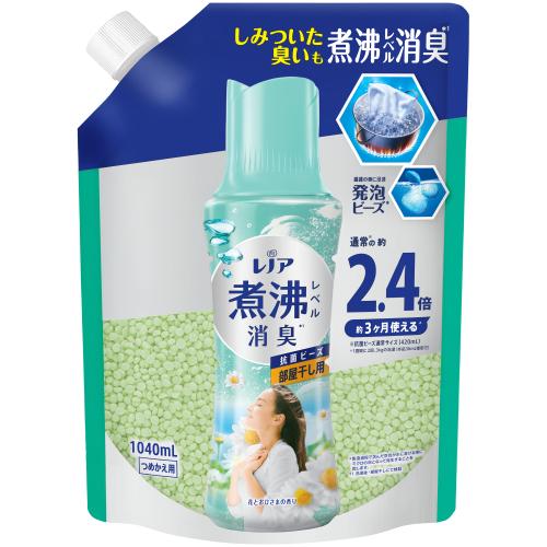 【5個セット】レノア 煮沸レベル消臭 抗菌ビーズ 部屋干し 花とおひさま 詰め替え 1040ml 5個セット P&G 柔軟剤 香り付け 消臭剤 生乾き臭 対策 防カビ 衣類 デオドラント 特大 まとめ