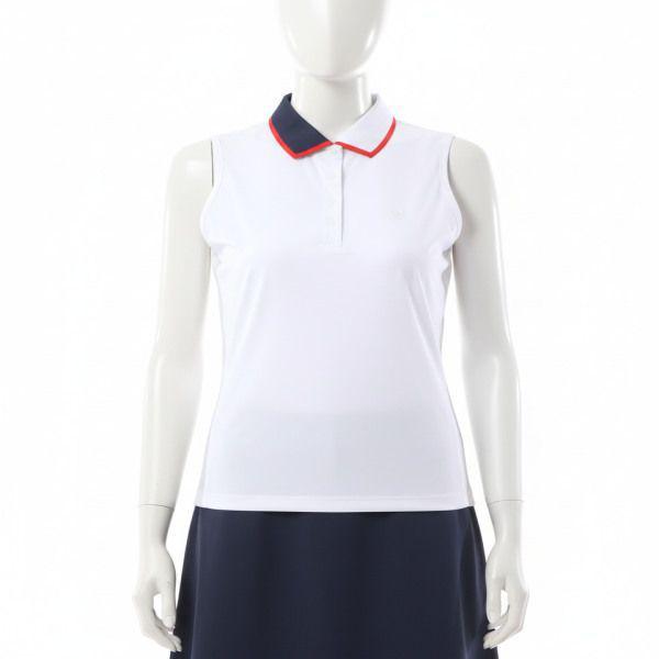 GFORE CONTRAST COLLAR SILKY TECH NYLON SLEEVELESS POLO G4LS23K860C-SNO 女性コントラストカル