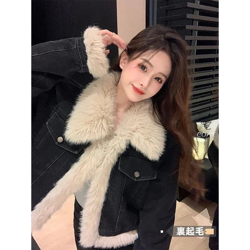 AWアウター新作 おしゃれ 流行り 百掛けデニム トップス ショット丈 裏起毛 厚手 中綿コートライダース ムートンファッション ダウンジャケット 裏起毛ファッション