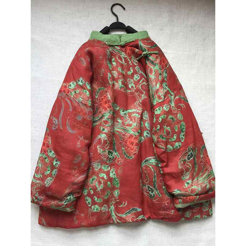 レディース ファッション 服 オシャレ カワイイ シンプル 大人カワイイ 大きいサイズ ボタン プリント キルティング ジャケット カラーマッチング スタンドカラー 暖かい コットンコート