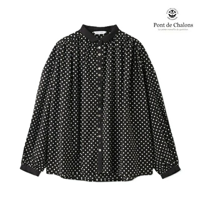 PONT DE CHALONS ポンデシャロン ミックスボタンブラウス レディース ドット チビ衿 25SS