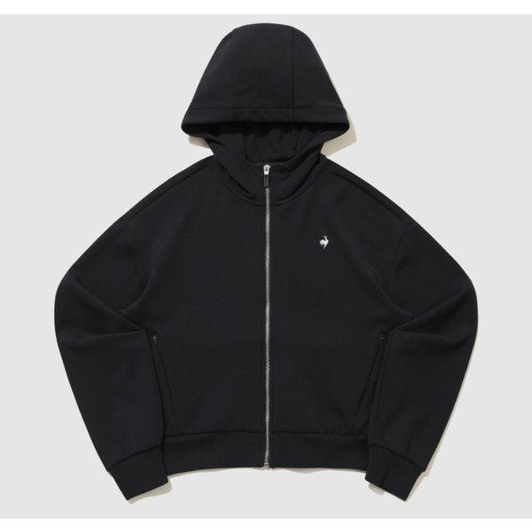 女性ダブルテンション2.0ルーズフィットセミクロップフード付きジップアップ B1 QR122OFT11 BLK BEG CRM