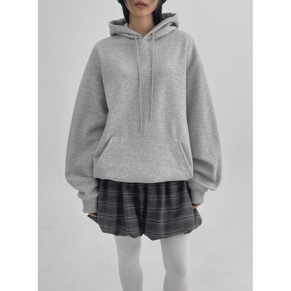 ブラックアップホピネルオーバーフィット起毛パーカー