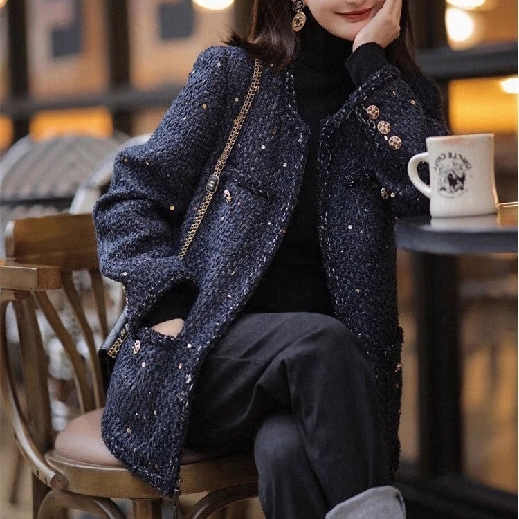 レディース ジャケット アウター 上着 羽織 前開き ノーカラージャケット 長袖 クルーネック 襟なし ノーカラー スリム 細身 ストレート Iライン スマート ポケット 2way 大人可愛い