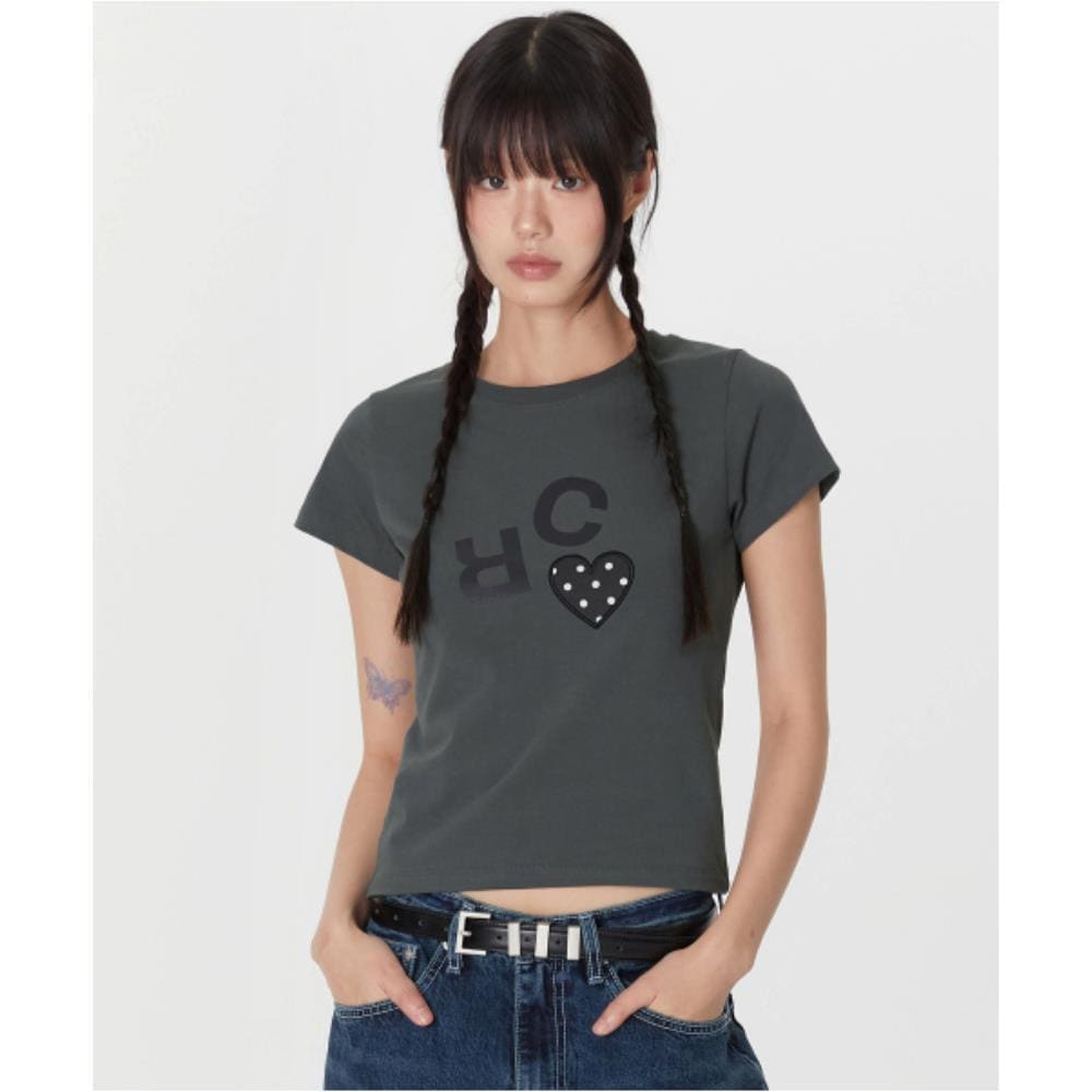 ROCKCAKE Dot Heart Crop Top Charcoal RC25TP25000CH 5,152円