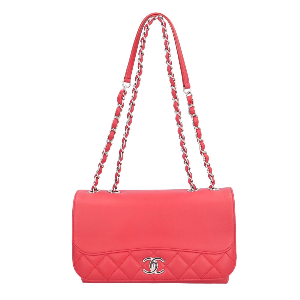 シャネル マトラッセ ショルダーバッグ レザー レッド CHANEL 中古 美品