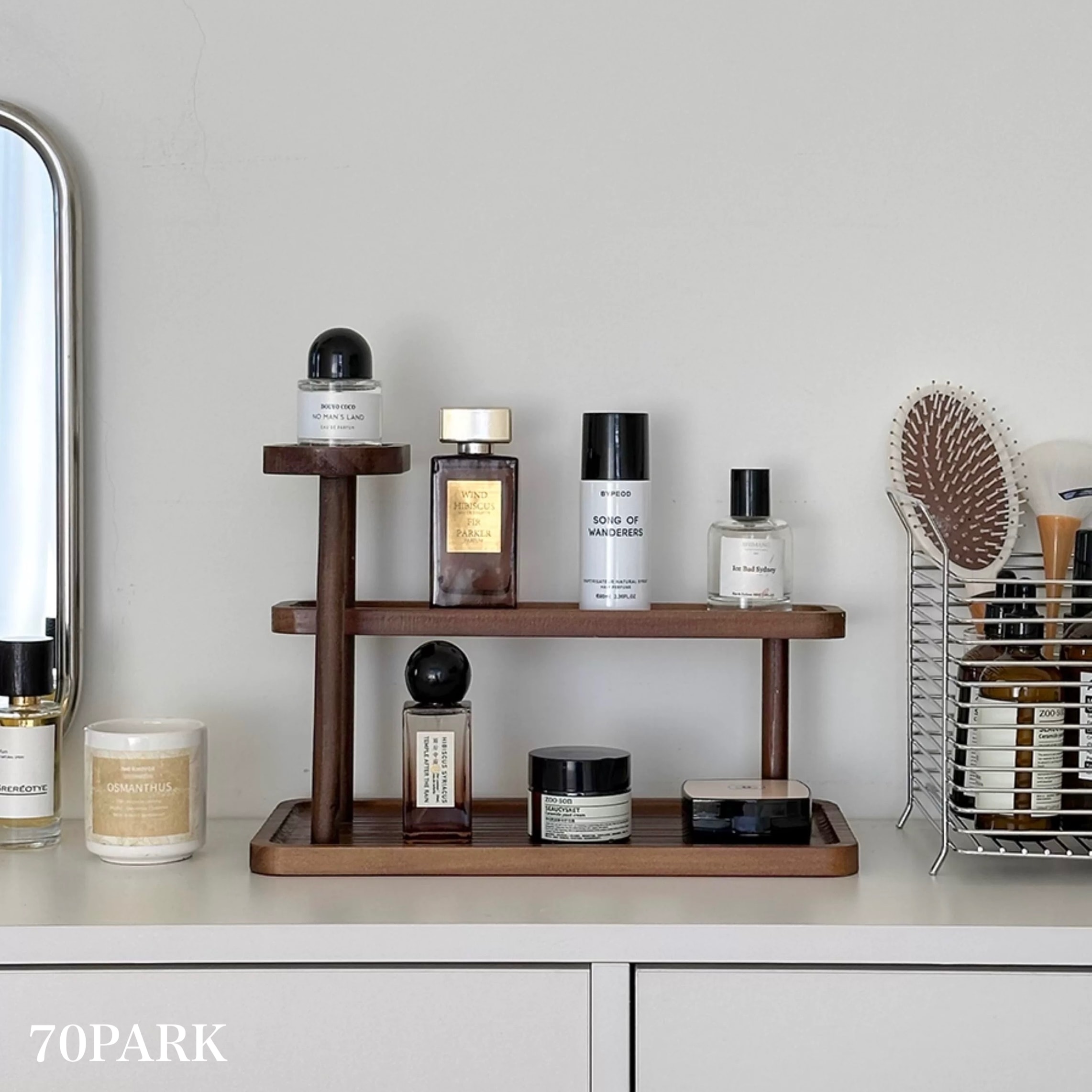 ウッド 多段 収納 ディスプレイ ラック 香水収納 コスメ収納 おしゃれ 韓国インテリア 北欧 北欧インテリア 香水収納 コスメ収納 韓国雑貨 韓国っぽ インテリア雑貨 韓国 70PARK