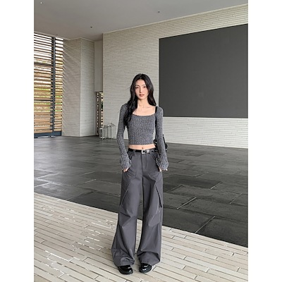 復古調のスラックスのズボンのデザイン感ゆったりワイドパンツ女性式