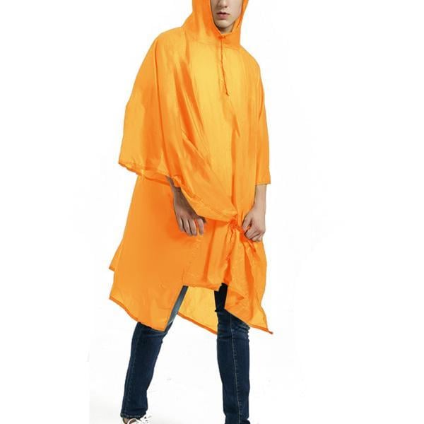 フード付きレインポンチョ 軽量化 アウトドア 大人用 ユニセックス オレンジ