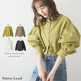 【即納・4/27・5/8頃発送予定】【メール便送料無料】【春新作】 ブラウス バルーン袖 シャツ バルーンスリーブ 体型カバー 二の腕カバー 細見え 華奢見え オフィスカジュアル 通勤