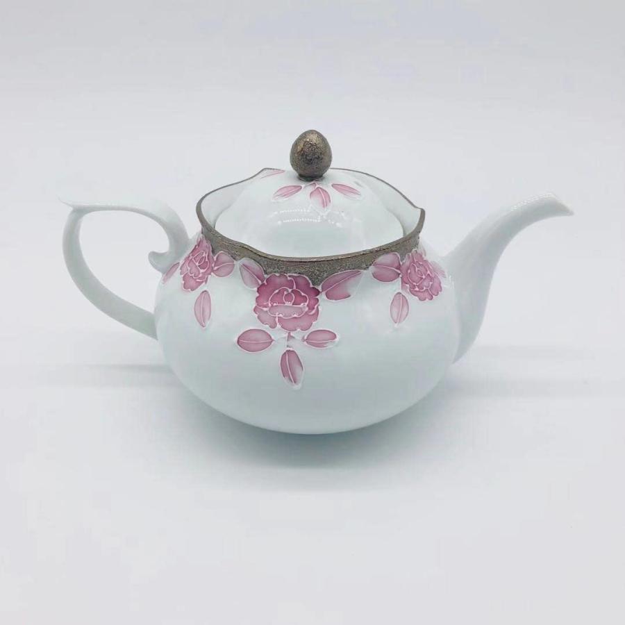 有田焼 急須 プラチナローゼ(マロン)輪花 ポット(小) ピンク系 急須