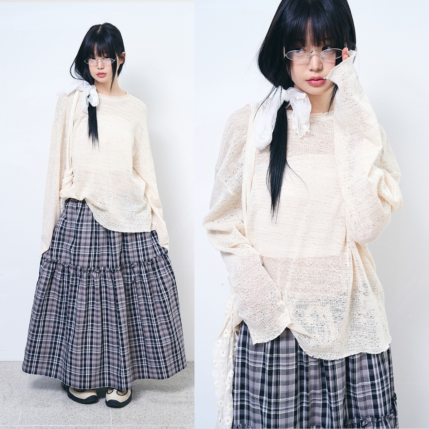 [韓国スタイルファッション] 24S / S 1991エスニックリネンシースルーロングスリーブ