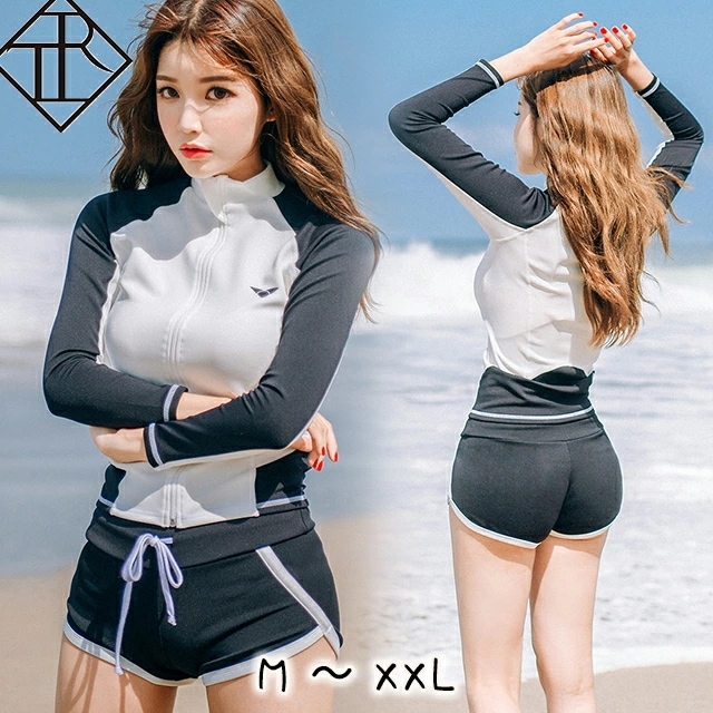 【即納】ビーチウエア ラッシュガード 水着 アウター 体型カバー 羽織り 上下セット ヨガウエア ジム 日焼け対策 長袖 痩せて見える スレンダー シンプル カジュアル 大人可愛い 大人女子 お洒落