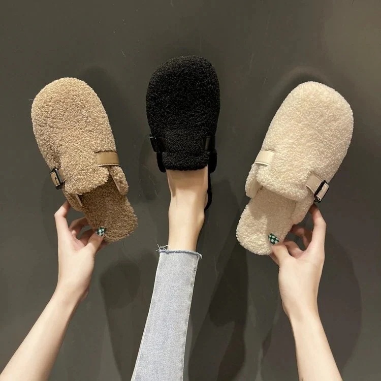 【裕福になる】シューズスリッパ女外履き平底防滑保温通気性 軽量