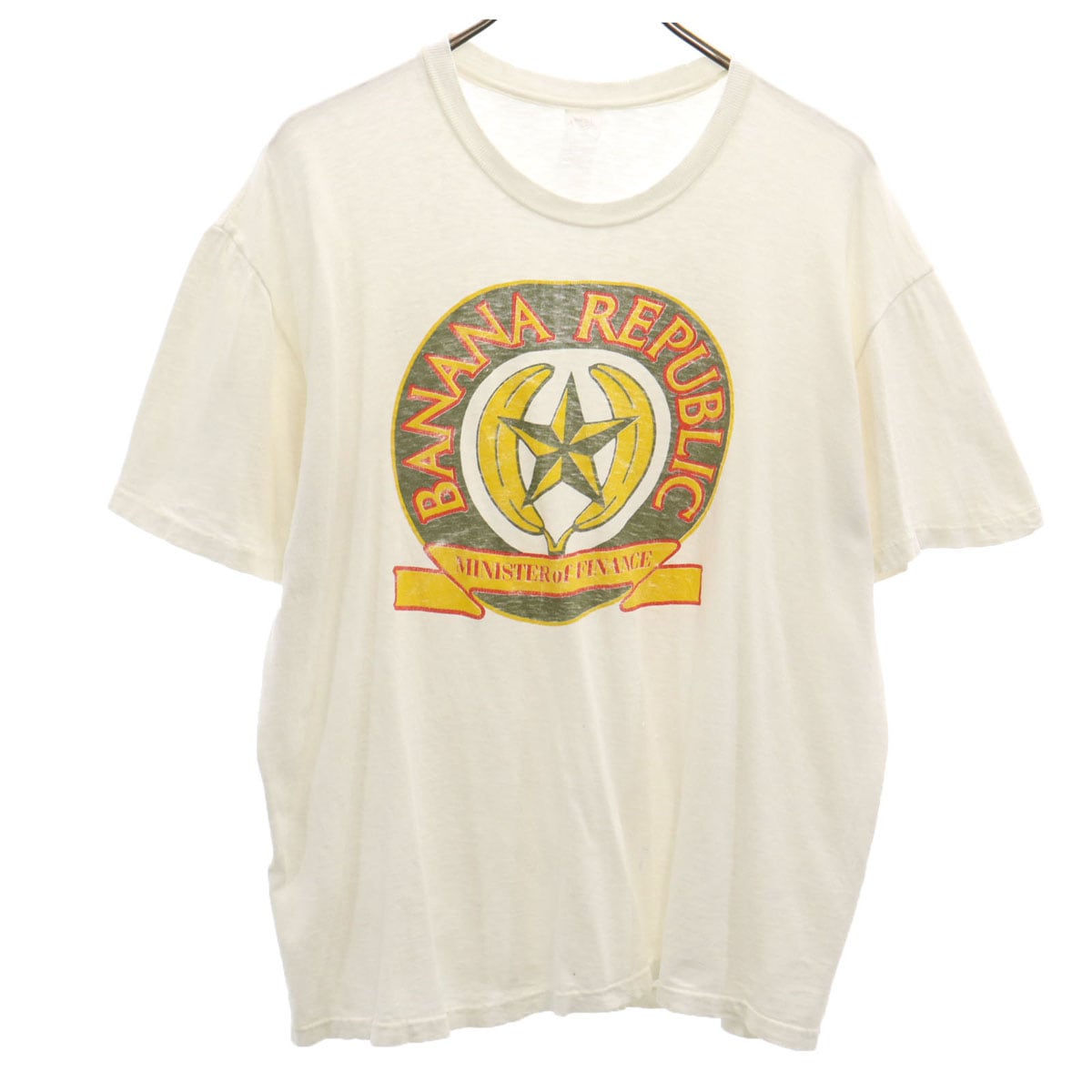 80s ヴィンテージ USA製 半袖 シングルステッチ Tシャツ XL ホワイト MINISTER of FINANCE メンズ 古着