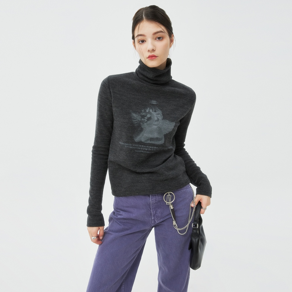 PLASTER CAST TURTLENECK KNIT-BLACK