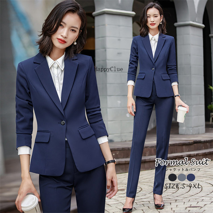 セットアップ 事務服 パンツスーツ ジャケット 2点セット フォーマルスーツ 40代 ママスーツ 卒業式 入学式 レディース ビジネススーツ OL女性 オフィス 長袖 春夏秋冬 通勤就活