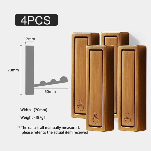 亜鉛合金折りたたみ式衣類フック,帽子,鍵,バッグ,家庭,キッチン,壁掛け,収納ラック,バスルームアクセサリー,4個 Bronze-B-4pcs