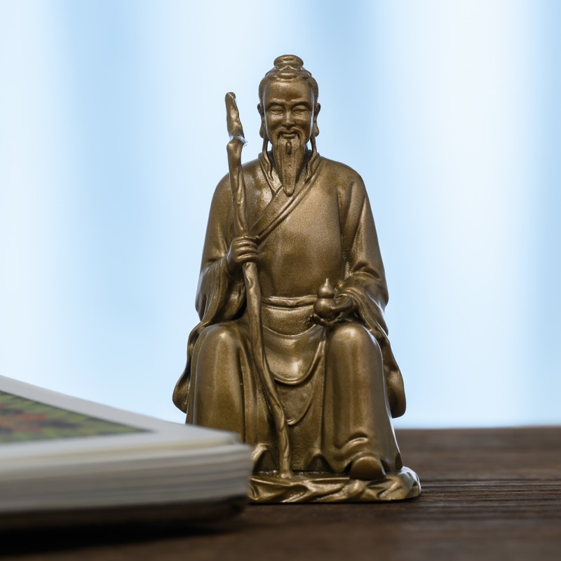 孫思邈 仏像 黄銅製の健康と智慧の守護者書斎や医療空間に適なヴィンテージデザイン