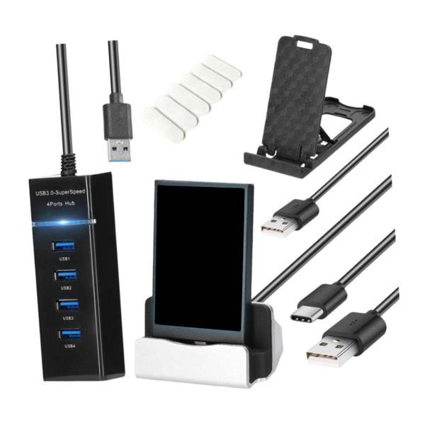 3.5インチ コンピュータ USB ミニサブスクリーンキット 温度表示 明るさ 無段階調整 頑丈 ブラケットとハブ付き