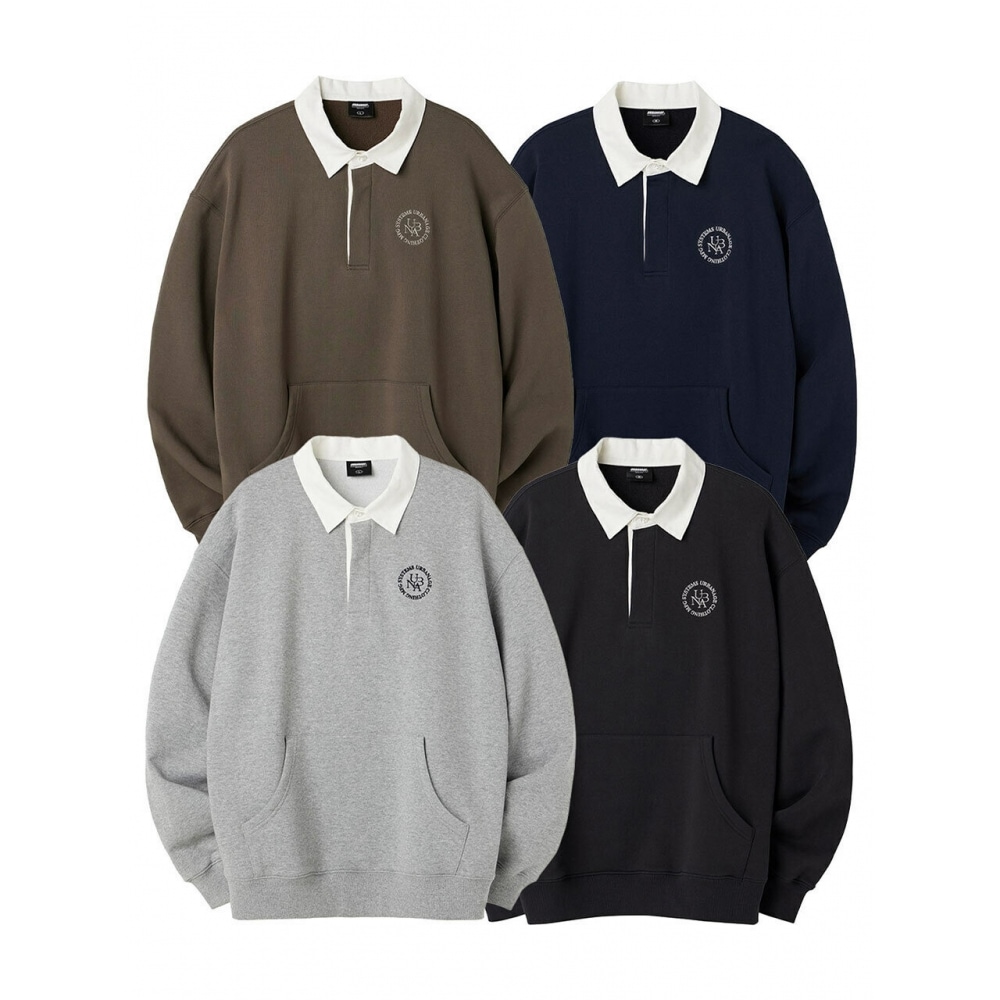 アーバネージ UBNA ロゴエンブロイダリーラグビースウェットシャツ (4COLOR)